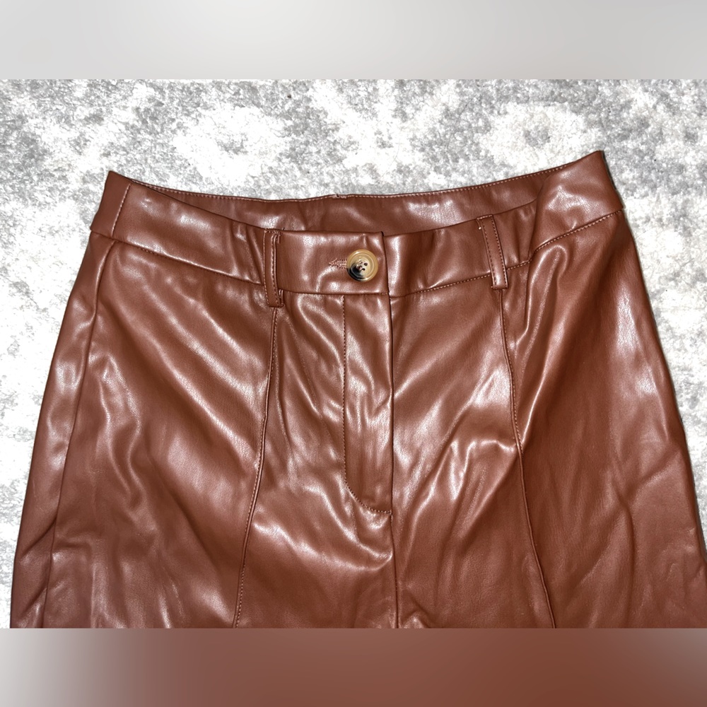 Stretchy Leather Boot Cut Pants
